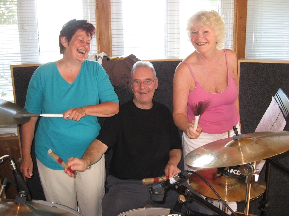 Jim Burgess showing Marilynn and Margaret some of his best moves,